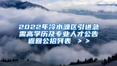 2022年冷水滩区引进急需高学历及专业人才公告返回公招列表 ＞＞