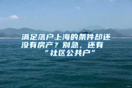 满足落户上海的条件却还没有房产？别急，还有“社区公共户”