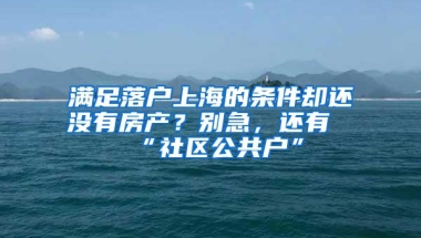 满足落户上海的条件却还没有房产？别急，还有“社区公共户”