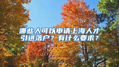 哪些人可以申请上海人才引进落户？有什么要求？