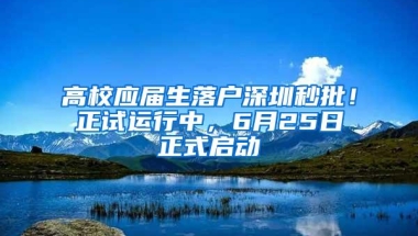 高校应届生落户深圳秒批！正试运行中，6月25日正式启动