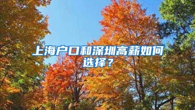 上海户口和深圳高薪如何选择？