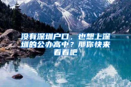 没有深圳户口，也想上深圳的公办高中？那你快来看看吧