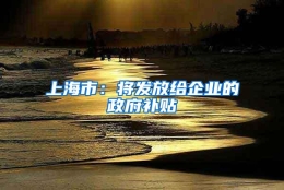 上海市：将发放给企业的政府补贴