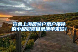 符合上海居转户落户条件的中级职称目录清单来啦！