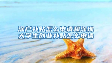 深户补贴怎么申请和深圳大学生创业补贴怎么申请