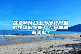 建造师符合上海居转户里的中级职称吗？专户细则有哪些？