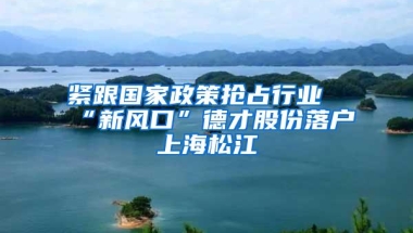 紧跟国家政策抢占行业“新风口”德才股份落户上海松江