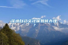 深圳自己交社保如何办理？