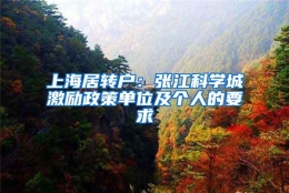 上海居转户：张江科学城激励政策单位及个人的要求