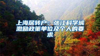 上海居转户：张江科学城激励政策单位及个人的要求