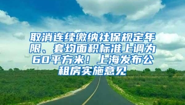 取消连续缴纳社保规定年限、套均面积标准上调为60平方米！上海发布公租房实施意见