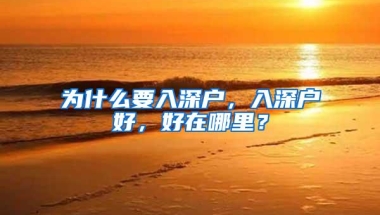 为什么要入深户，入深户好，好在哪里？