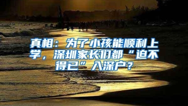 真相：为了小孩能顺利上学，深圳家长们都“迫不得已”入深户？