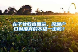 在子女教育面前，深圳户口制度真的不堪一击吗？