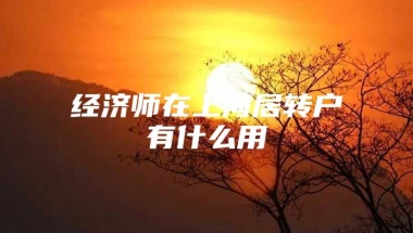 经济师在上海居转户有什么用