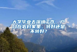 大学毕业去深圳工作，户口在农村家里，转好还是不转好？