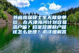 外省应届硕士生无就业单位，在天津海河计划容易落户嘛？档案放哪和户籍该怎么处理？求详细解答 ？