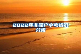 2022年非深户中考情况分析