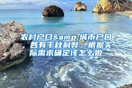 农村户口&城市户口，各有千秋利弊，根据实际需求确定该怎么做