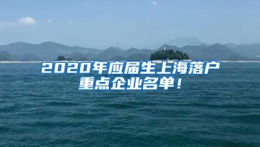 2020年应届生上海落户重点企业名单！