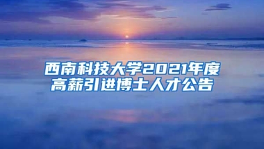 西南科技大学2021年度高薪引进博士人才公告