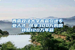 西南政法大学高薪引进专业人才 可享300万购房补贴120万年薪