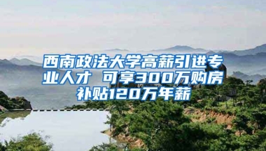 西南政法大学高薪引进专业人才 可享300万购房补贴120万年薪