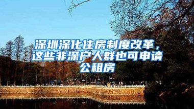 深圳深化住房制度改革，这些非深户人群也可申请公租房