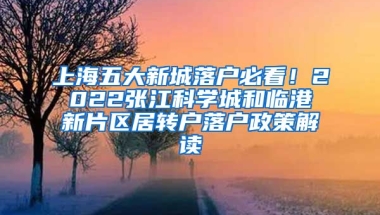 上海五大新城落户必看！2022张江科学城和临港新片区居转户落户政策解读