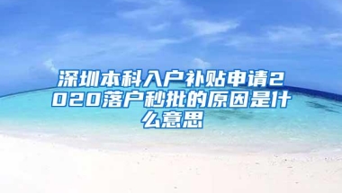 深圳本科入户补贴申请2020落户秒批的原因是什么意思