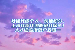 社保代缴个人、快速积分、上海社保代缴临港社保3.1人才证临港落户五险一