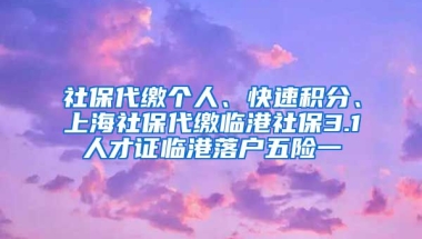 社保代缴个人、快速积分、上海社保代缴临港社保3.1人才证临港落户五险一