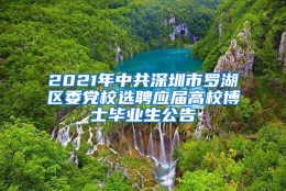 2021年中共深圳市罗湖区委党校选聘应届高校博士毕业生公告