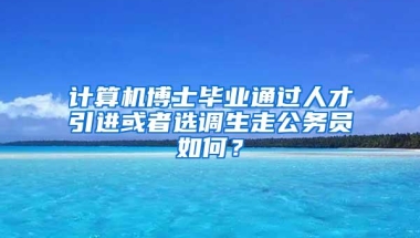 计算机博士毕业通过人才引进或者选调生走公务员如何？