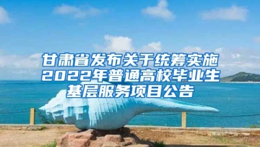 甘肃省发布关于统筹实施2022年普通高校毕业生基层服务项目公告