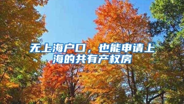 无上海户口，也能申请上海的共有产权房