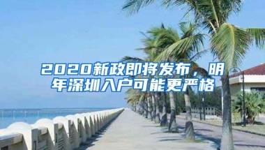 2020新政即将发布，明年深圳入户可能更严格