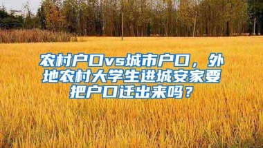 农村户口vs城市户口，外地农村大学生进城安家要把户口迁出来吗？