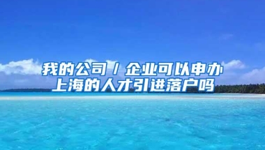 我的公司／企业可以申办上海的人才引进落户吗