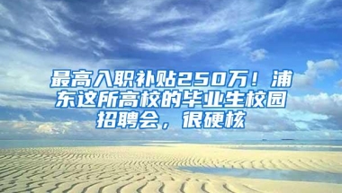 最高入职补贴250万！浦东这所高校的毕业生校园招聘会，很硬核