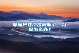 非深户在岗位离职了，社保怎么办？