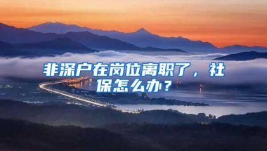 非深户在岗位离职了，社保怎么办？