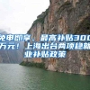 免申即享、最高补贴300万元！上海出台两项稳就业补贴政策