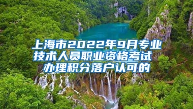 上海市2022年9月专业技术人员职业资格考试 办理积分落户认可的