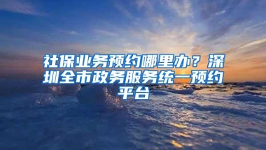 社保业务预约哪里办？深圳全市政务服务统一预约平台