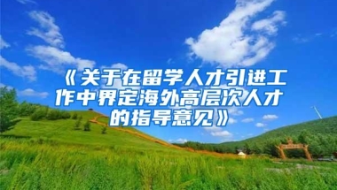 《关于在留学人才引进工作中界定海外高层次人才的指导意见》