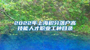 2022年上海积分落户高技能人才职业工种目录