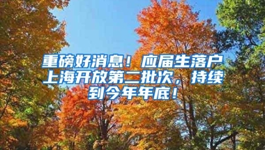 重磅好消息！应届生落户上海开放第二批次，持续到今年年底！