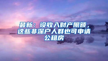 最新：设收入财产限额，这些非深户人群也可申请公租房